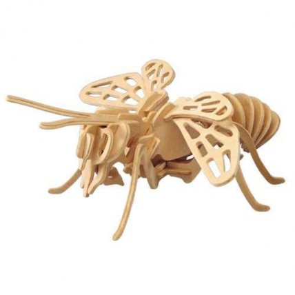 Dřevěné 3D puzzle včela - přírodní