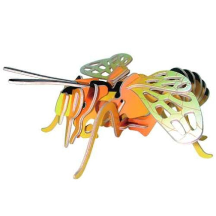 Dřevěné 3D puzzle včela - barevné