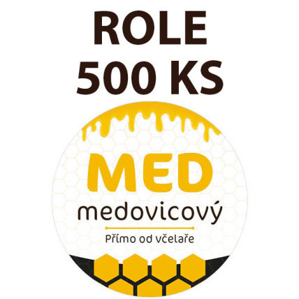 Etiketa na víčko - 1 bílá - Med medovicový ROLE 500 KS