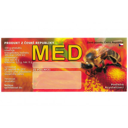 Samolepicí etiketa Med - červená
