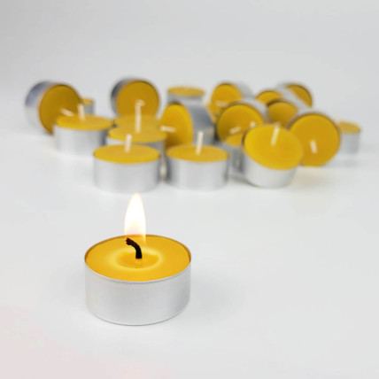 Čajové svíčky z včelího vosku - ekonomické balení 24 ks