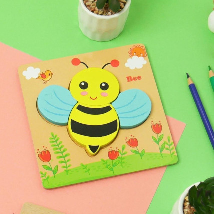 Dřevěné puzzle včelka pro nejmenší děti (4 dílky)