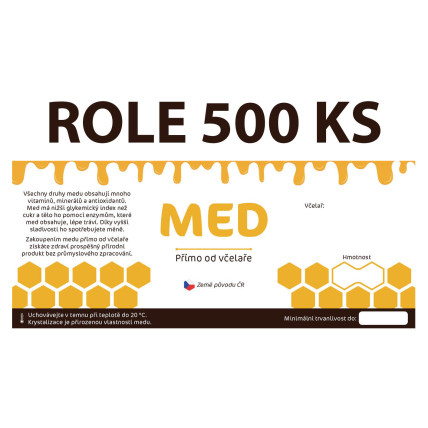 Etiketa na sklenici - 1 bílá - Med ROLE 500 KS