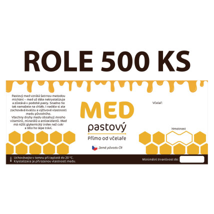 Etiketa na sklenici - 1 bílá - Med pastový ROLE 500 KS