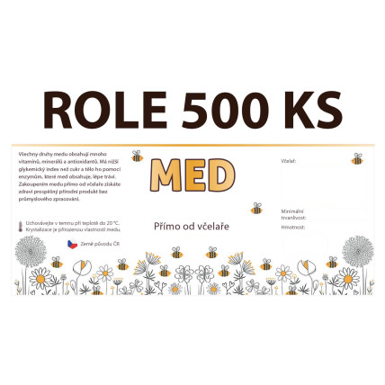 Etiketa na sklenici - 3 louka - Med ROLE 500 KS