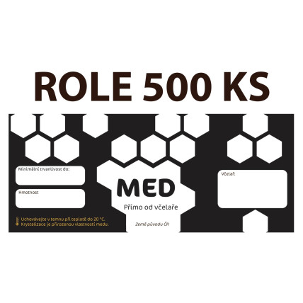 Etiketa na sklenici - 5 transparentní - Med ROLE 500 KS