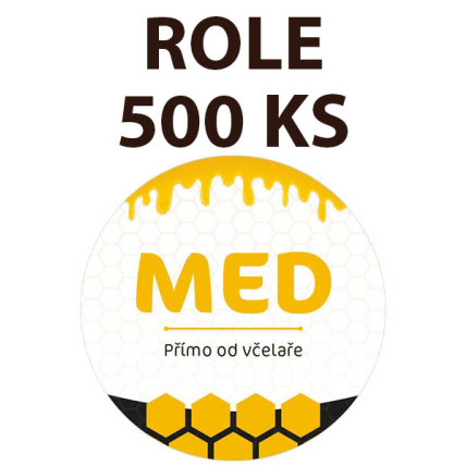 Etiketa na víčko - 1 bílá - Med ROLE 500 KS