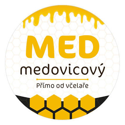 Etiketa na víčko - 1 bílá - Med medovicový