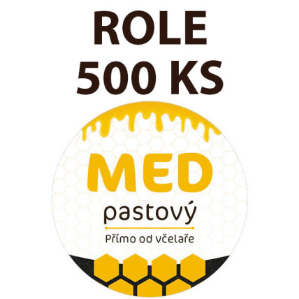 Etiketa na víčko - 1 bílá - Med pastový ROLE 500 KS