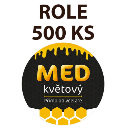 Etiketa na víčko - 2 černá - Med květový ROLE 500 KS