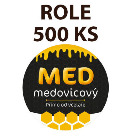 Etiketa na víčko - 2 černá - Med medovicový ROLE 500 KS