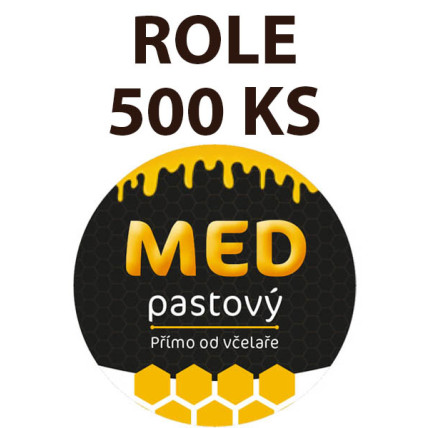 Etiketa na víčko - 2 černá - Med pastový ROLE 500 KS