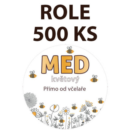 Etiketa na víčko - 3 louka - Med květový ROLE 500 KS