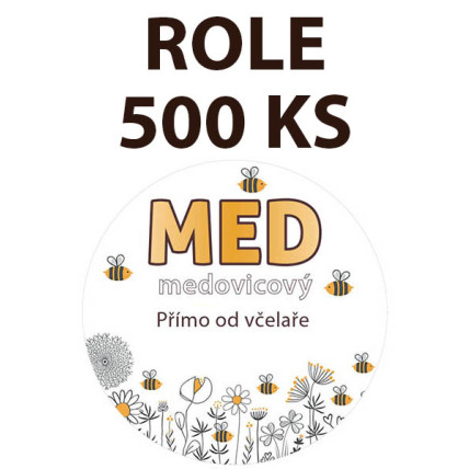 Etiketa na víčko - 3 louka - Med medovicový ROLE 500 KS