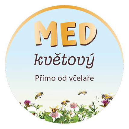 Etiketa na víčko - 4 modrá - Med květový