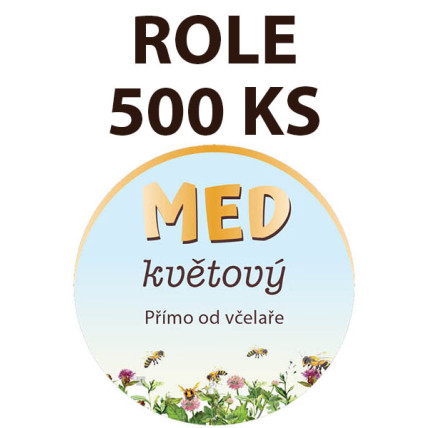 Etiketa na víčko - 4 modrá - Med květový ROLE 500 KS