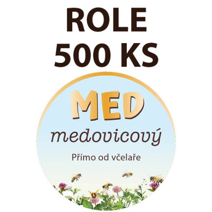 Etiketa na víčko - 4 modrá - Med medovicový ROLE 500 KS