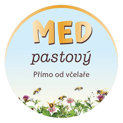 Etiketa na víčko - 4 modrá - Med pastový