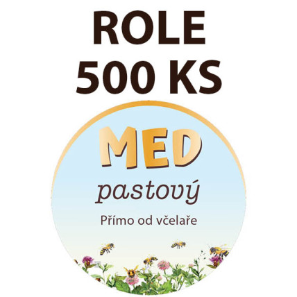 Etiketa na víčko - 4 modrá - Med pastový ROLE 500 KS