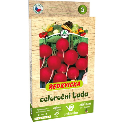 Výsevný pásek Ředkvička celoroční červená Lada 5 m
