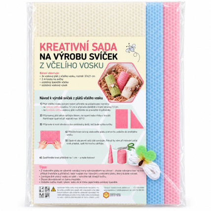 Sada na výrobu svíček z plátů včelího vosku - pastelová