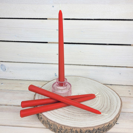 Svíčky z včelího vosku vysoké 22 cm 4 ks červené