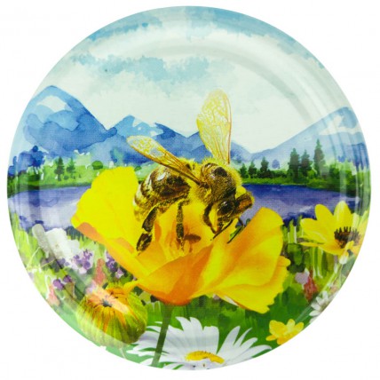 Víčko na sklenici na med se závitem alpská louka